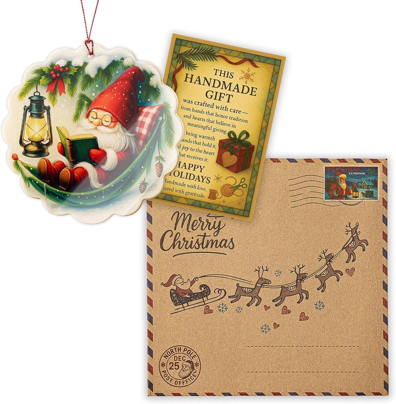 NELXI Gnome Christmas Ornaments 2025, Gnomes Gifts, Cute Gnome Ornament for Book Lover Gift, Funny Gnomes for Window Decor, Book Lover Gifts for Women Men, Friend, Family, Coworker, Holiday Decor - Image 2
